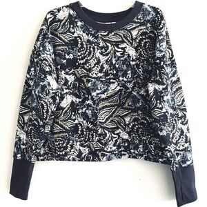 Joie | Crewneck Floral Paisley Sweatshirt Womens Sz XL Blue Thumb Hole Pullover